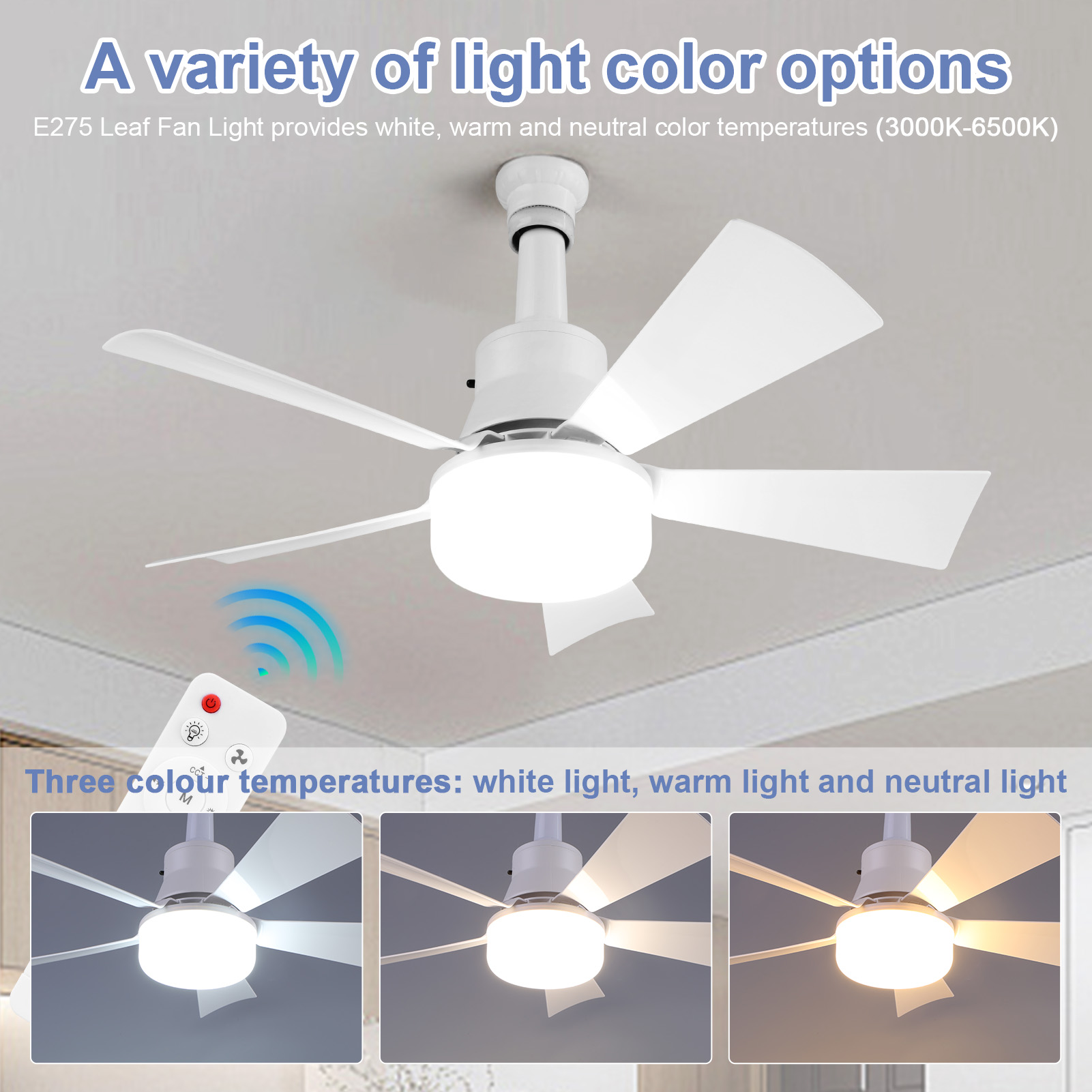 Home Office Living Room - Ventilateurs de plafond 2-en-1 avec éclairage,