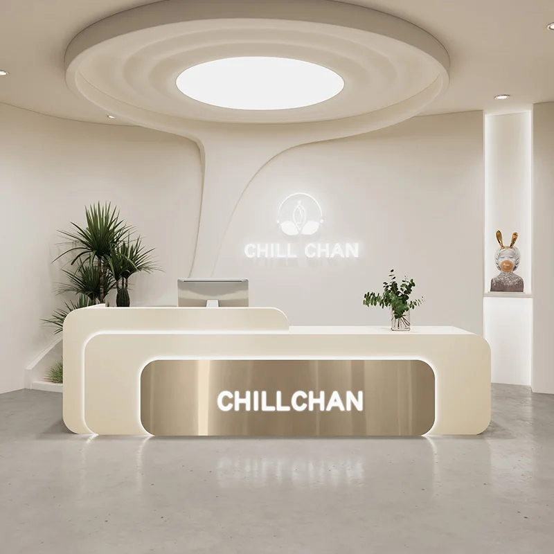 Home Office Tienda - Bureaux de réception blancs en forme