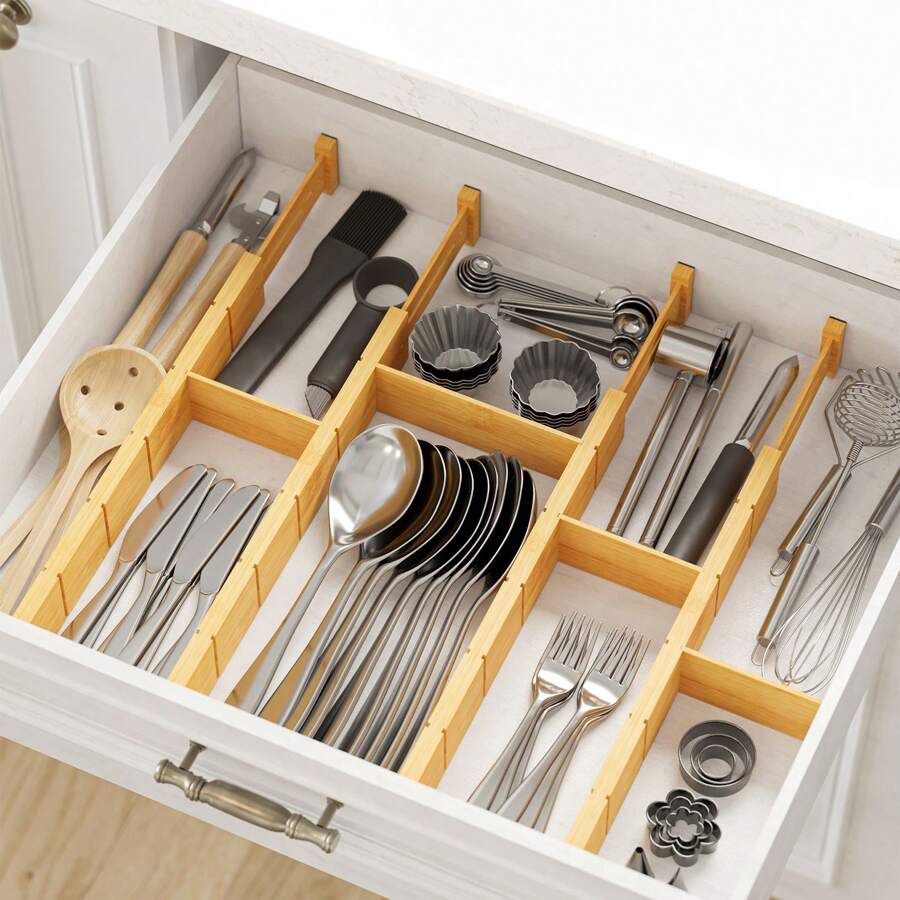 Home Office Kitchen - Séparateurs de tiroirs en bambou avec