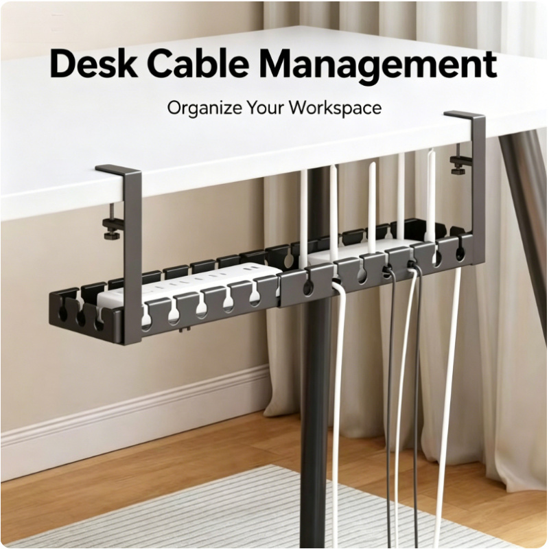 Home Office Hidden Desk - Support de rangement télescopique sous table,