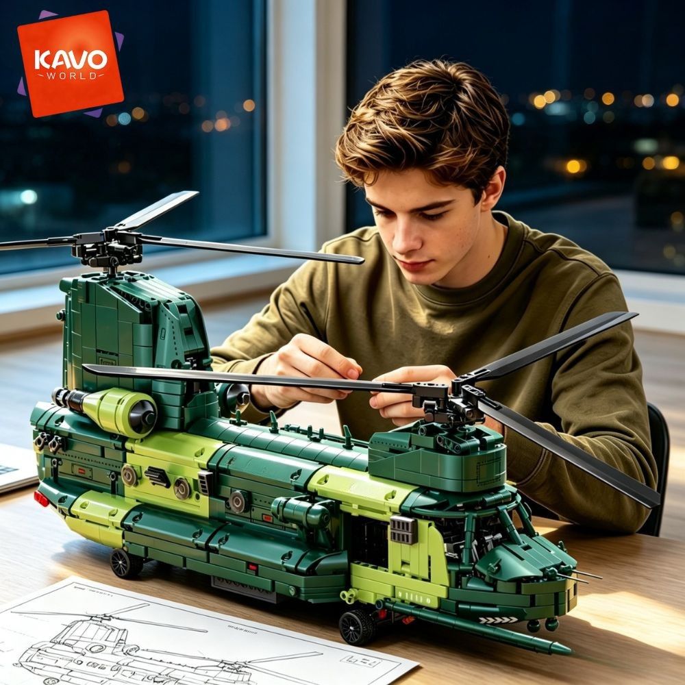 Home Office Industrial Style - KAVOWORLD 1826 pièces, modèle d'hélicoptère de