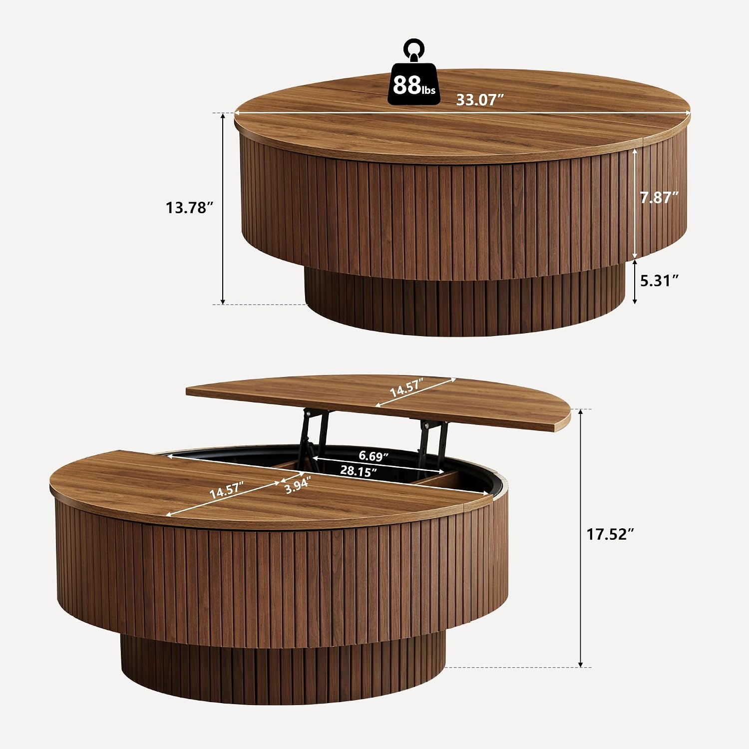 Table basse ronde de 33 pouces - Home Office Hidden Desk avis et prix