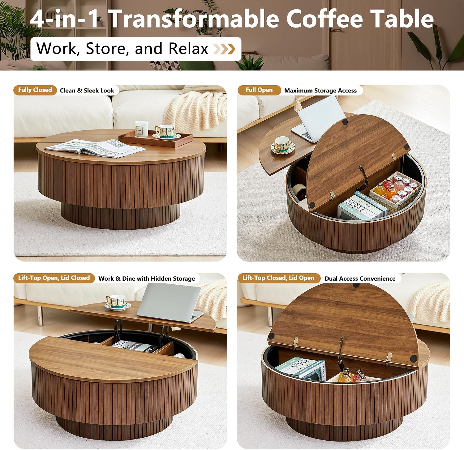 Table basse ronde de 33 pouces - Home Office Hidden Desk avis et prix
