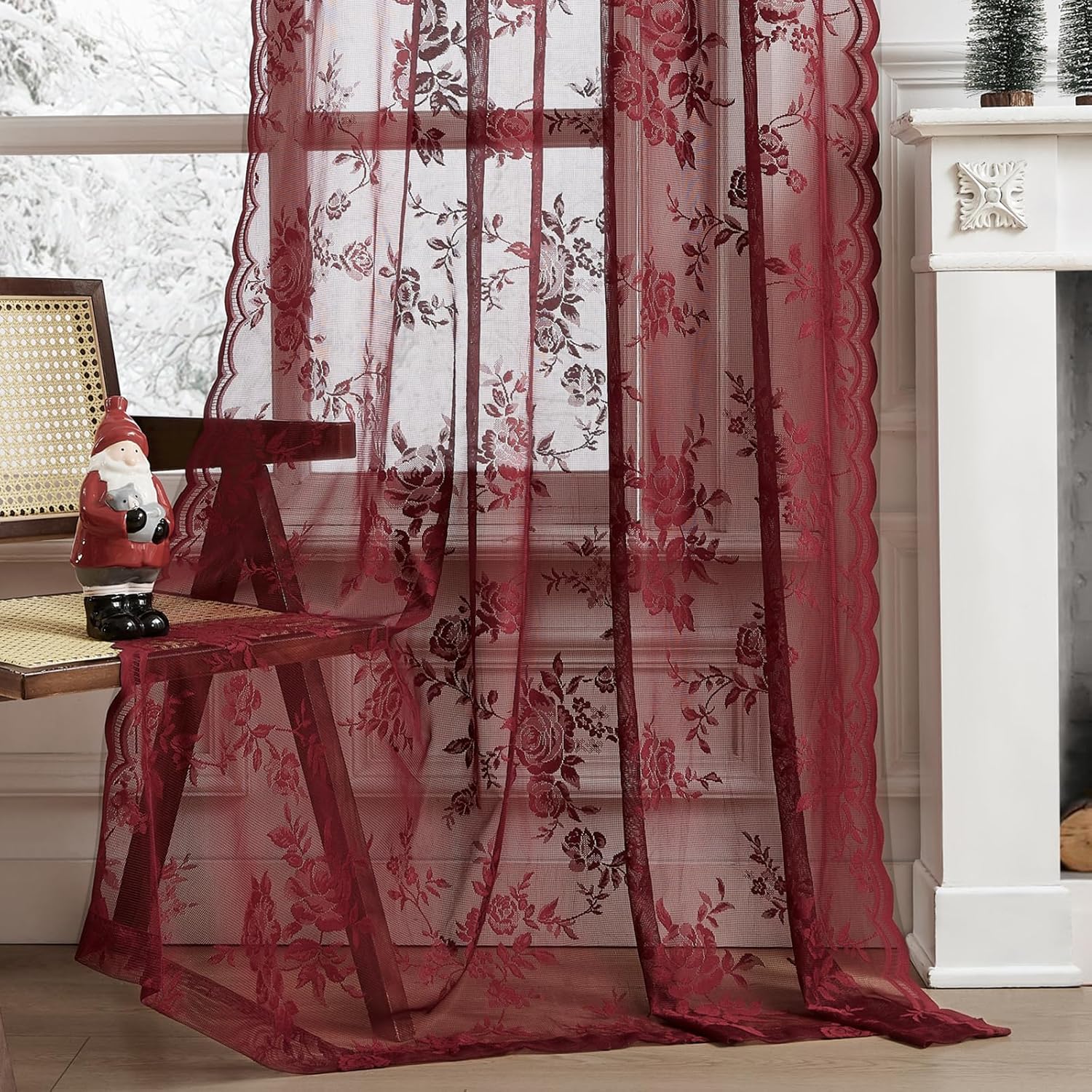 Rideaux en dentelle bordeaux d - Home Office Setup avis et prix
