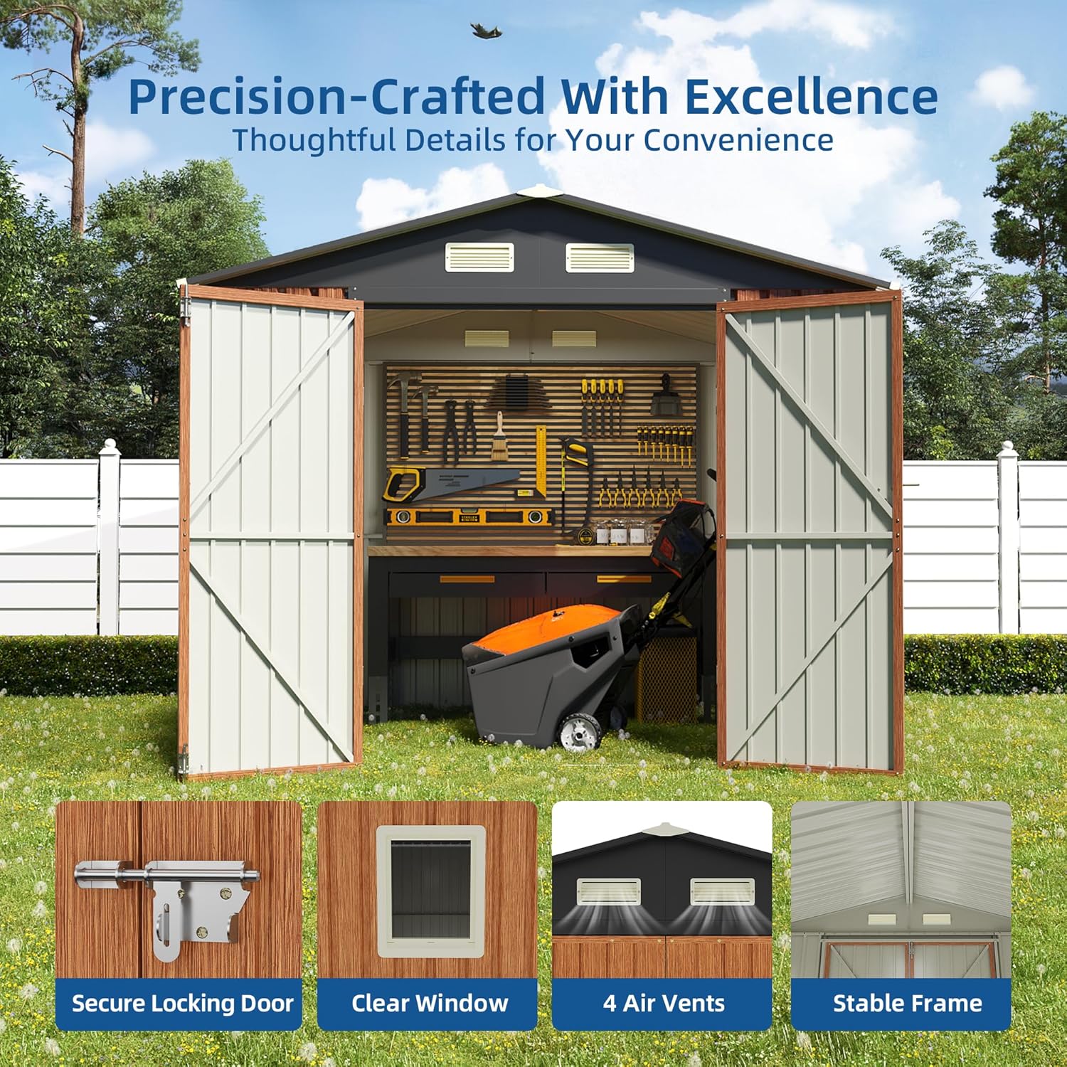 Abri de jardin métallique 8x6F - Home Office Shed avis et prix